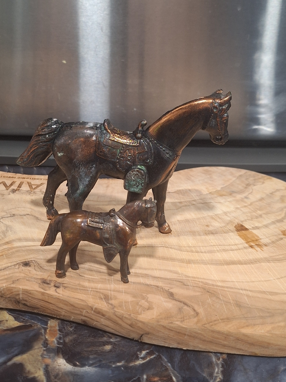 Source Unknown Bronze-Tone Horse Figurine Set